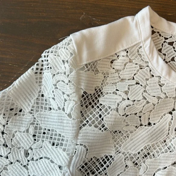 Three Dots Cotton Blend Crochet Lace Zip Lightweight Long Sleeve‎ Jacket Sz M - Picture 3 of 13